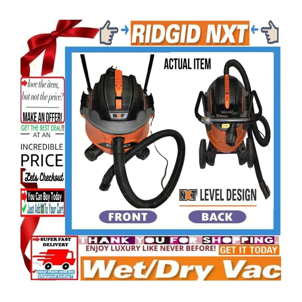 🛑 RIDGID Wet/Dry ➕🆒 SHOP VACUUM Professional NXT Filter VAC Power 💸BUY NOW‼️